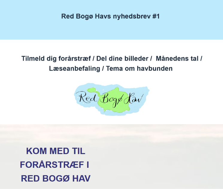 Toppen af nyhedsbrev#1 fra foreningen RedBogø Hav